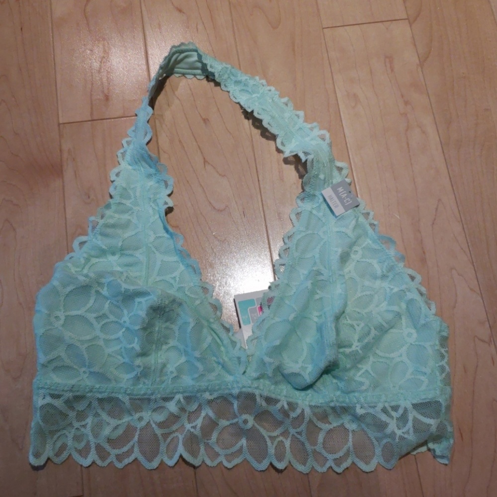 PINK lace line bralette, M new